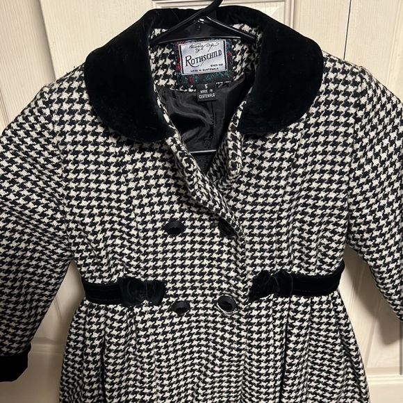 🤍ROTHSCHILD COAT HOUNDSTOOTH BLACK OFF WHITE WOOL VINTAGE SIZE 5🤍 - Picture 3 of 4